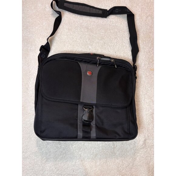 Swissgear Black Laptop Messenger Bag With Adjustable Strap & Multiple Pockets - Picture 2 of 9
